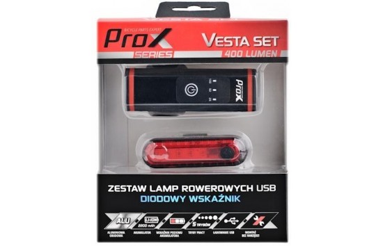 ZESTAW LAMP PROX VESTA SET 400Lm, 2200mAh USB